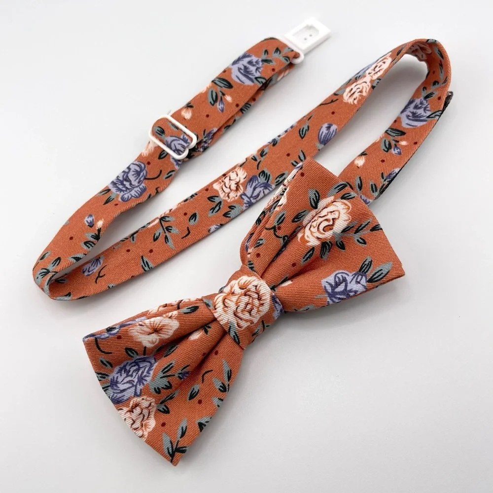 Yam Orange Floral Pre-Tied Boys Bow Tie